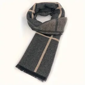 1pc Autumn And Winter Men's Striped Diamond Check Fashionable And Versatile Warm Scarf