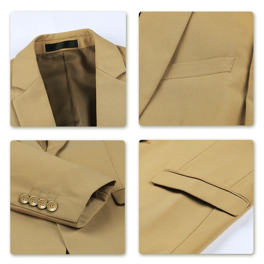 2-Piece Slim Fit Casual Suit Khaki