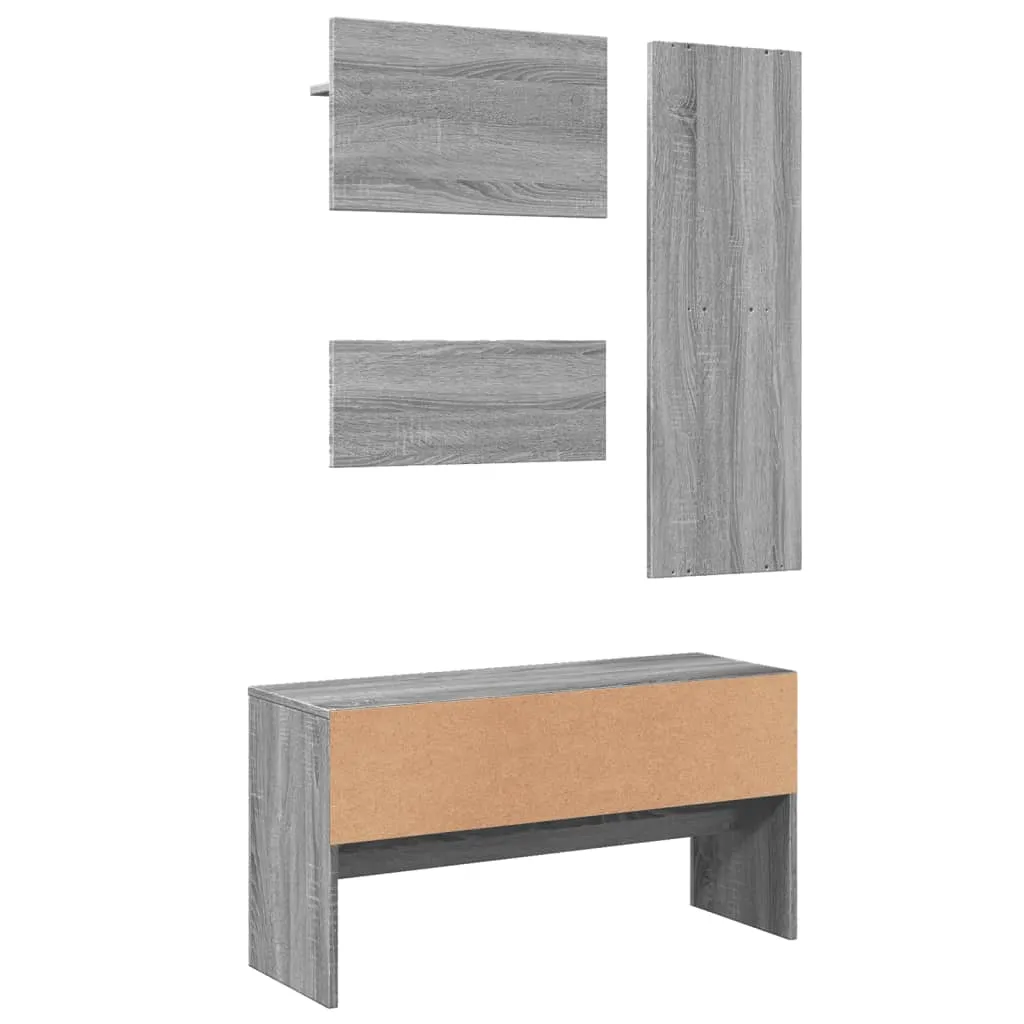 4 Piece Hallway Furniture Set Grey Sonoma Engineered Wood