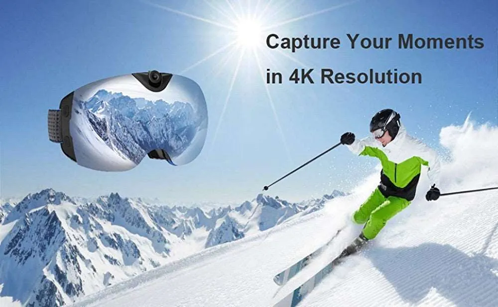 4K Ultra Video Ski-Sunglass Goggles Camera with Super 1080P 60fps Video Recording UV400 Protection