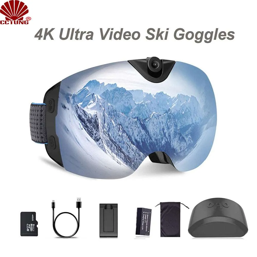 4K Ultra Video Ski-Sunglass Goggles Camera with Super 1080P 60fps Video Recording UV400 Protection