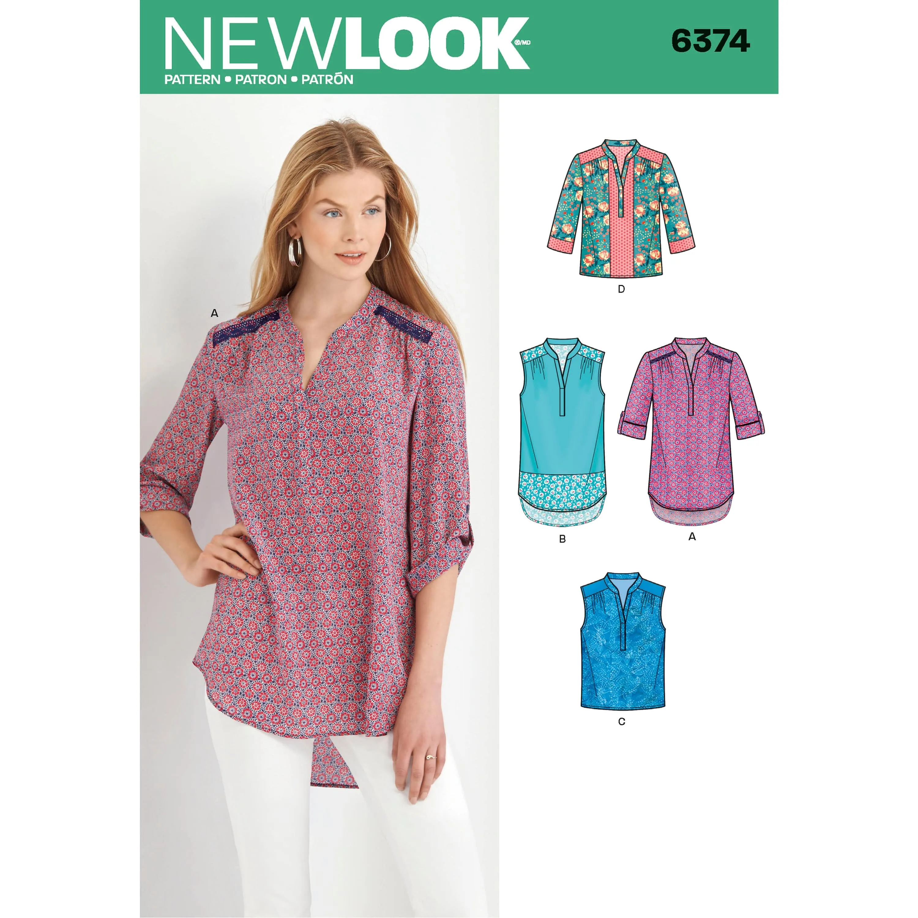 6374 Misses' Shirts with Sleeve and Length Options