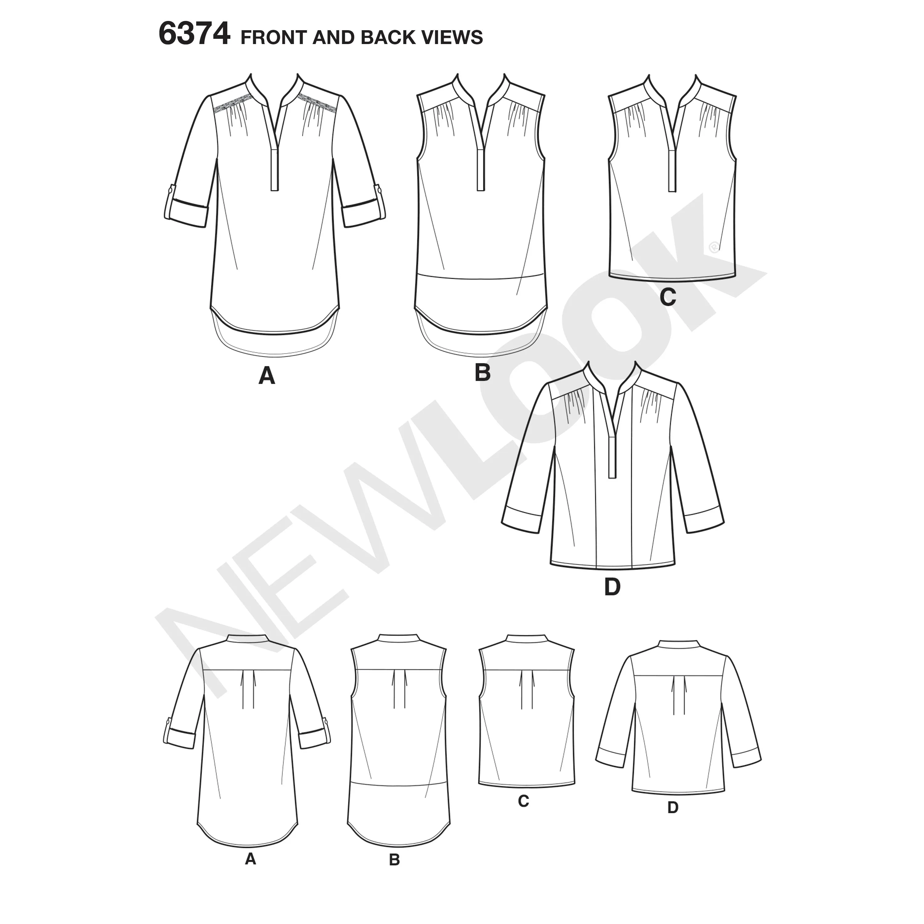 6374 Misses' Shirts with Sleeve and Length Options