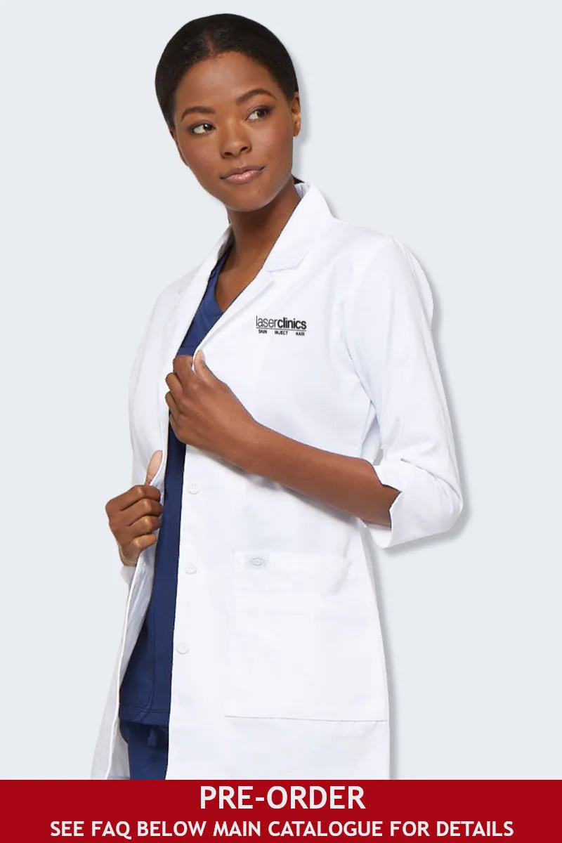 82402 LaserClinics Dickies Women's White Lab Coat 3/4 Sleeves