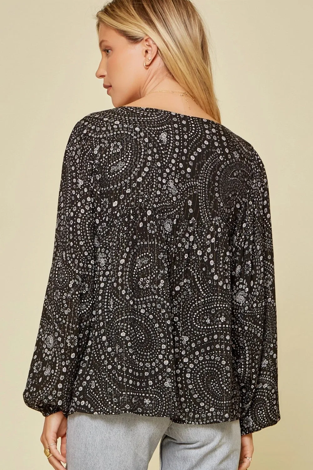 Abstract Floral Embroidered Blouse