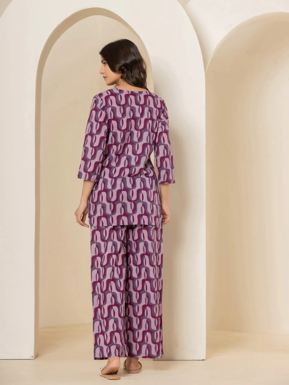 Abstract Violet Mist Tunic