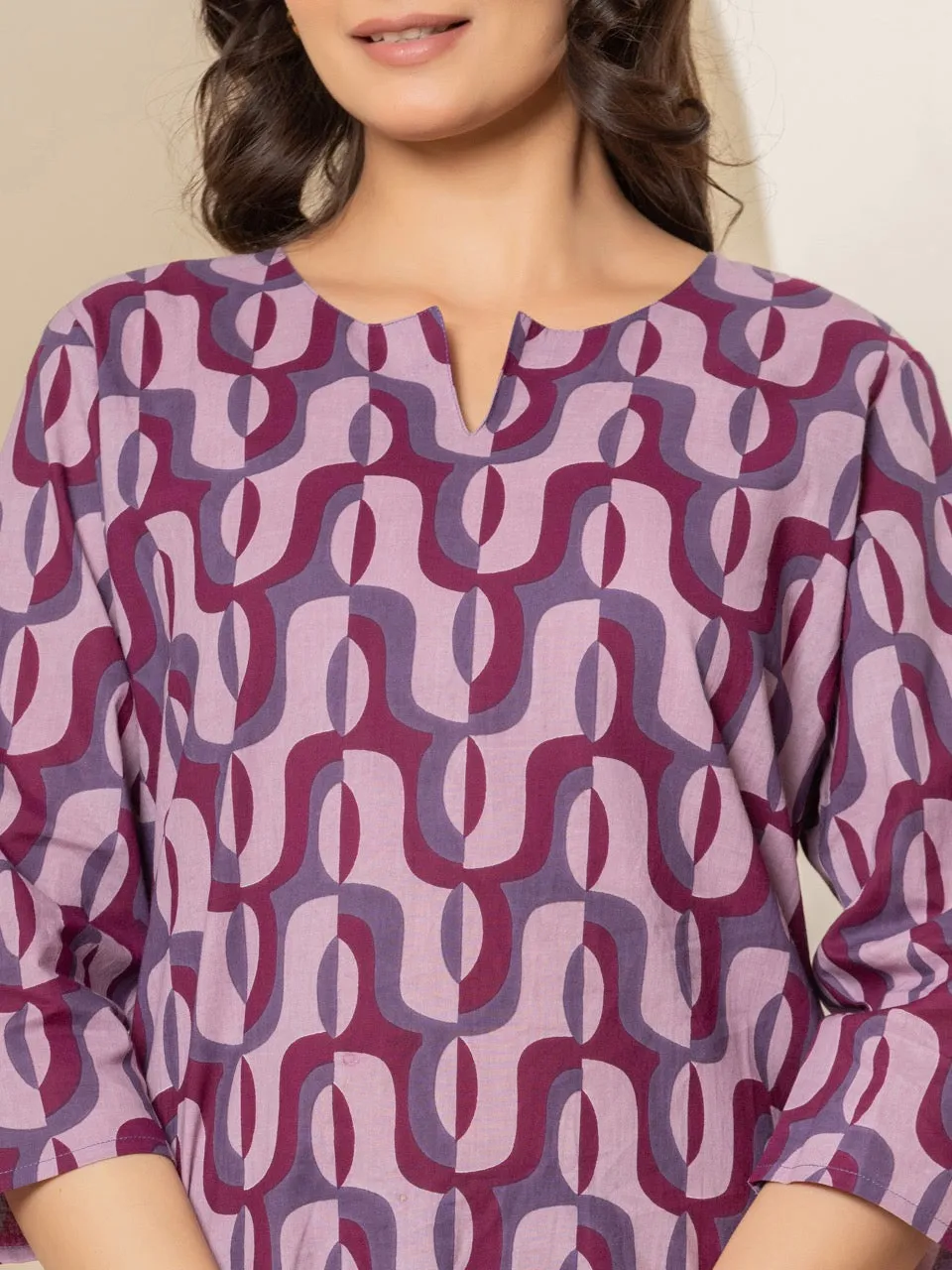 Abstract Violet Mist Tunic