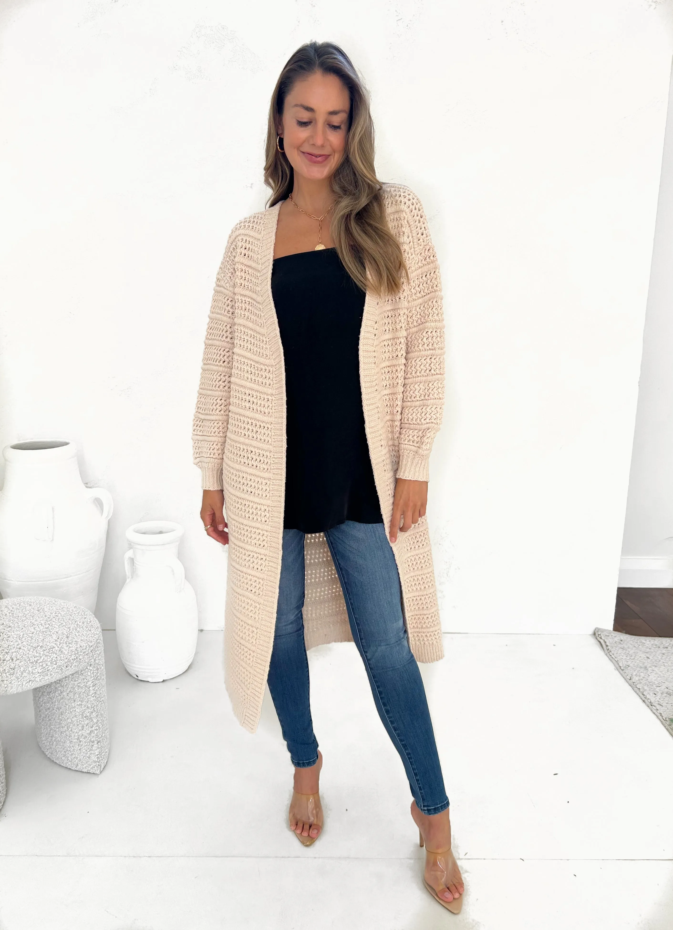 ADELE Chunky Knit Cardigan - Shell