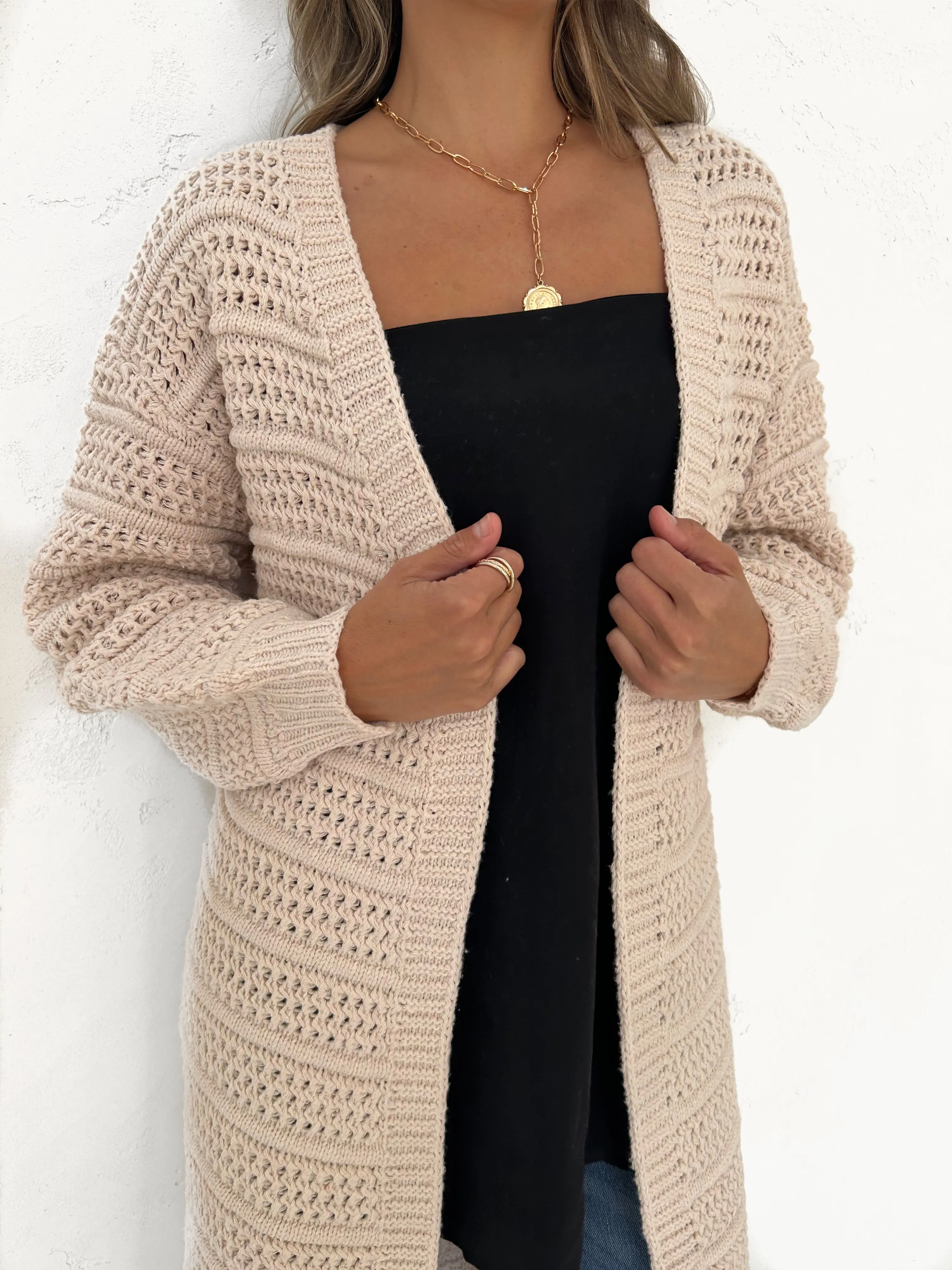 ADELE Chunky Knit Cardigan - Shell