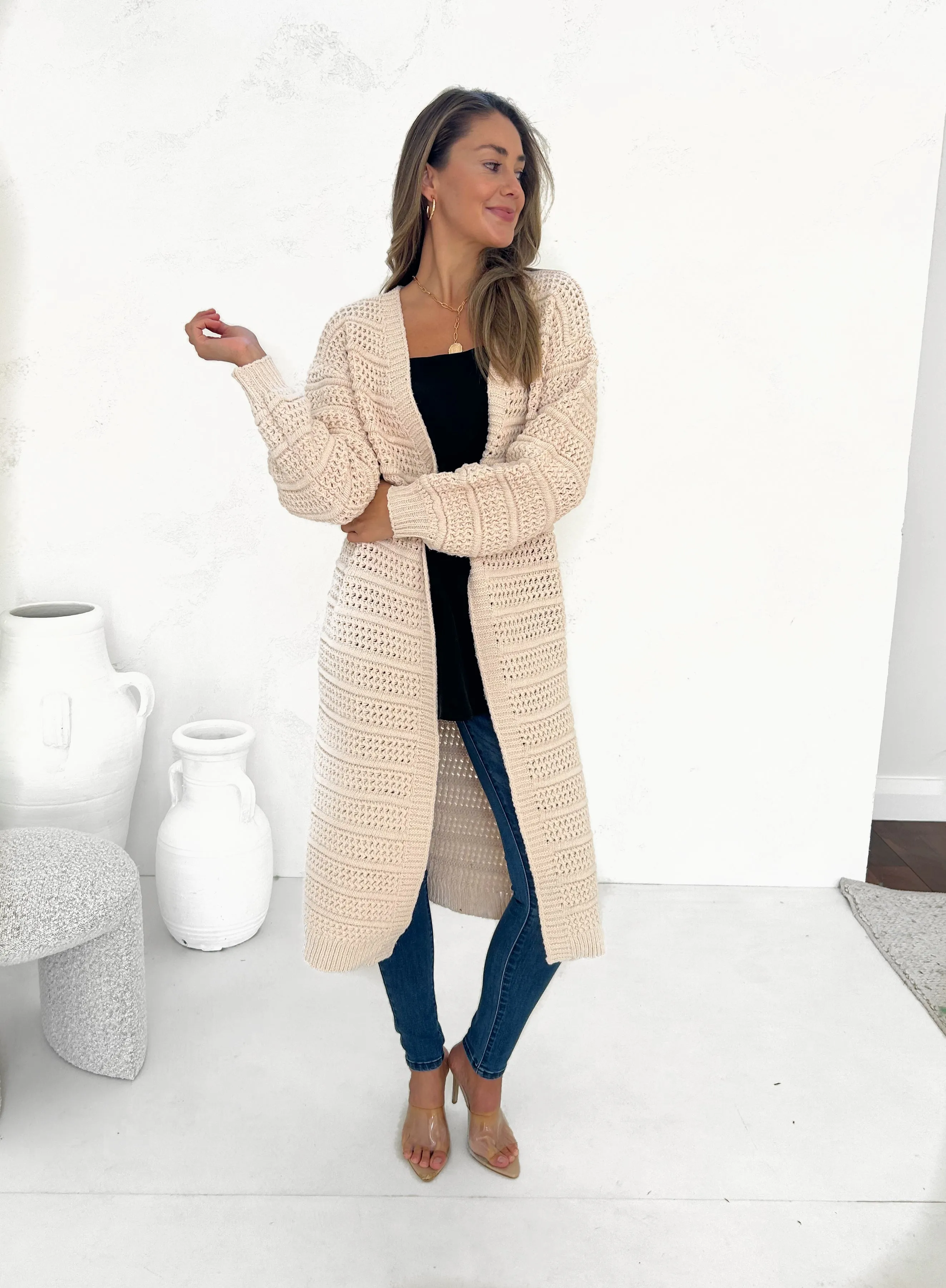 ADELE Chunky Knit Cardigan - Shell