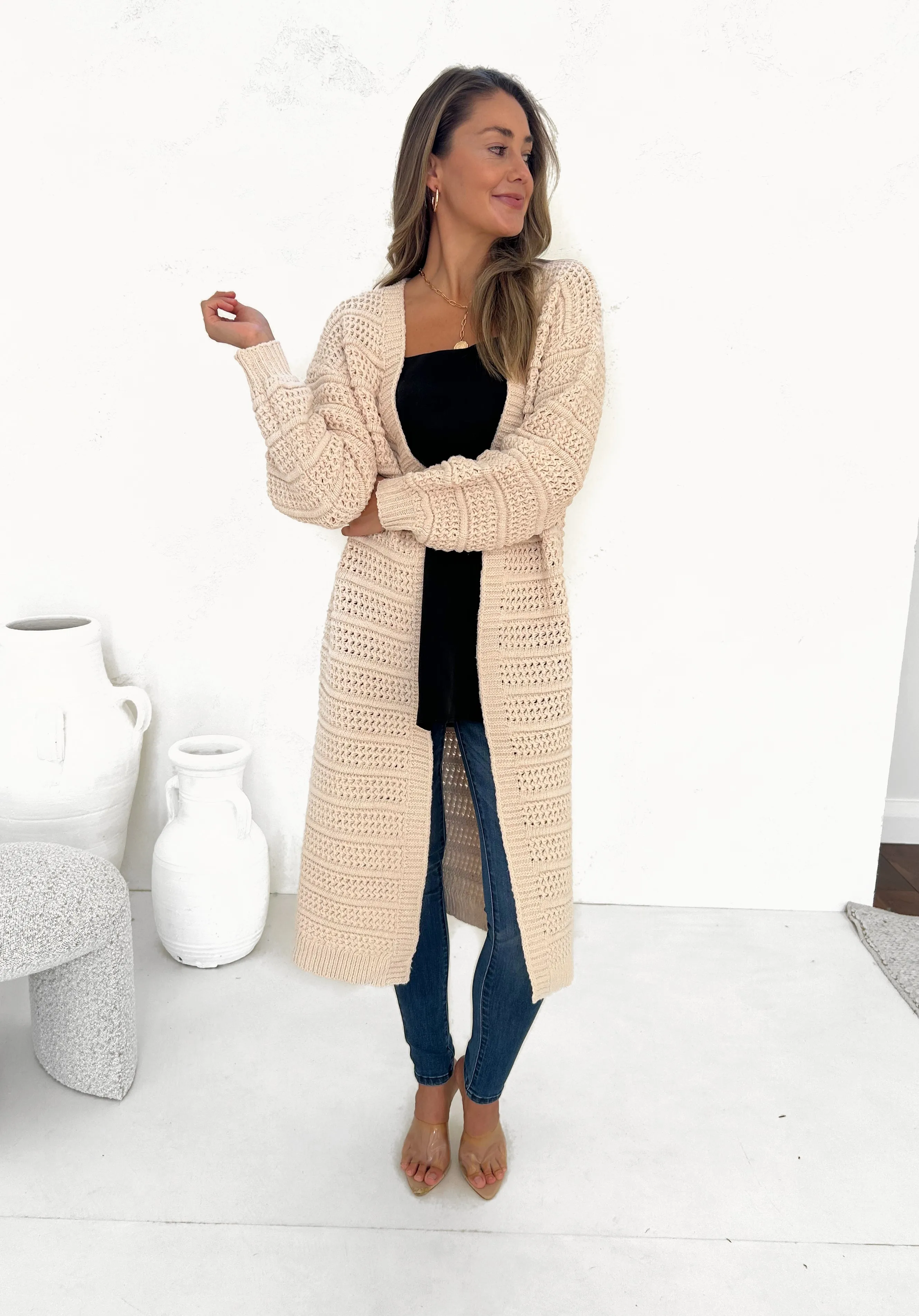 ADELE Chunky Knit Cardigan - Shell