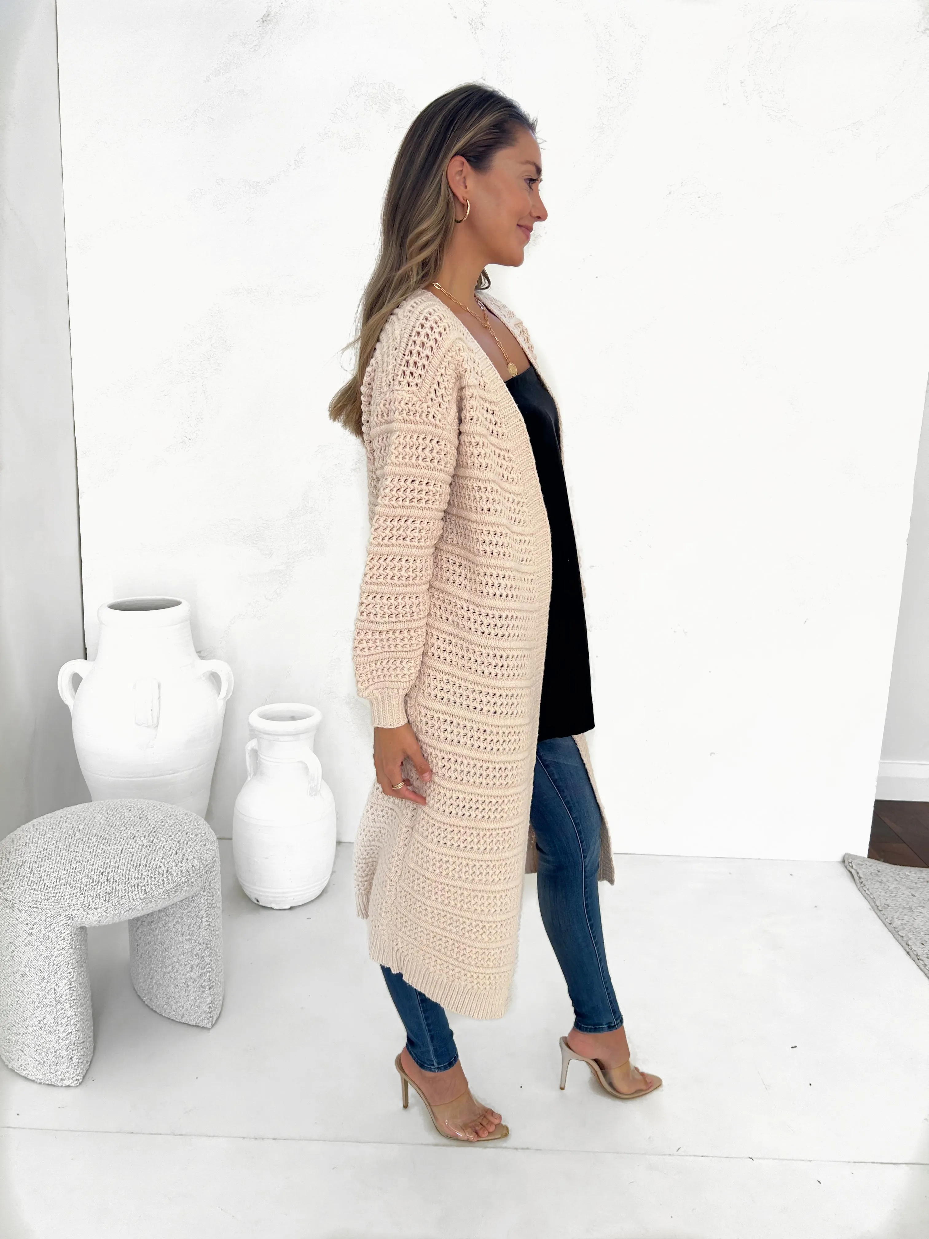 ADELE Chunky Knit Cardigan - Shell