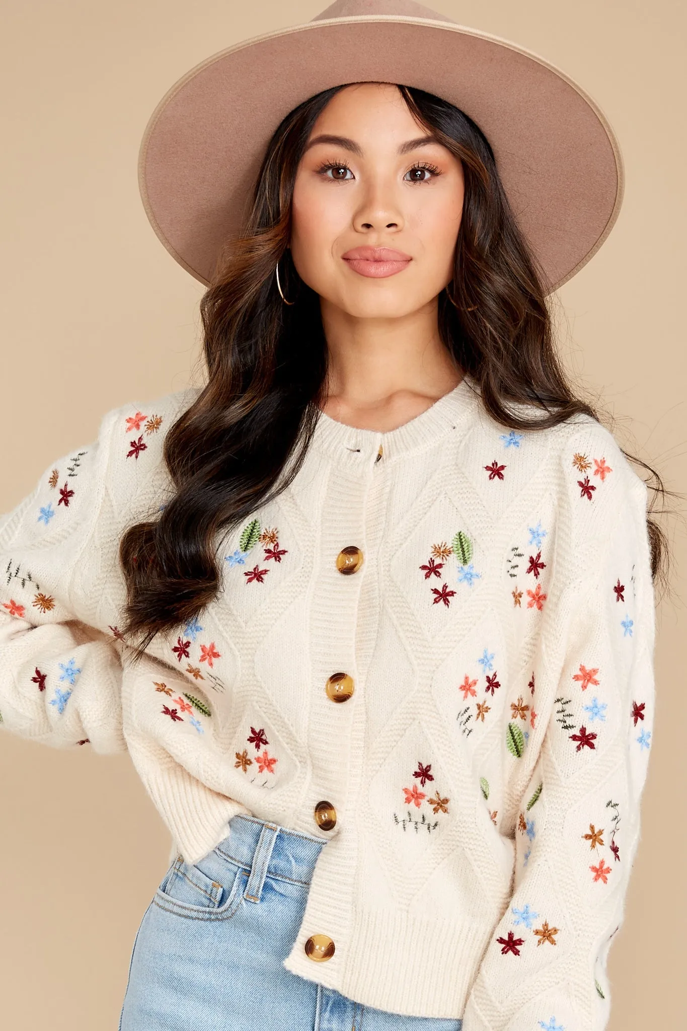 All The Wonder Ivory Embroidered Cardigan