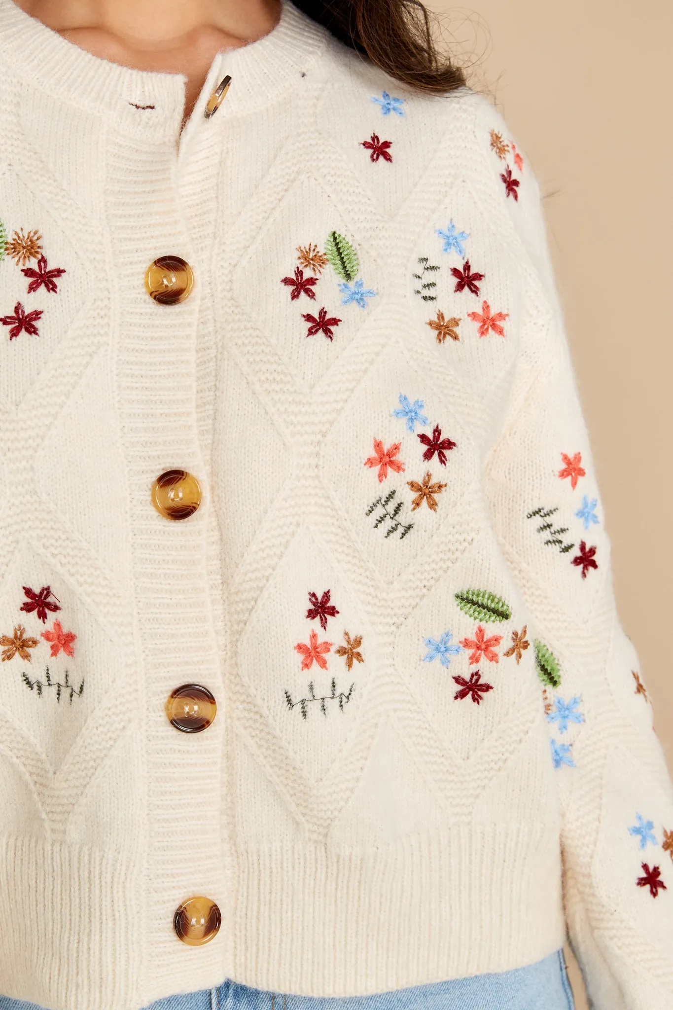 All The Wonder Ivory Embroidered Cardigan