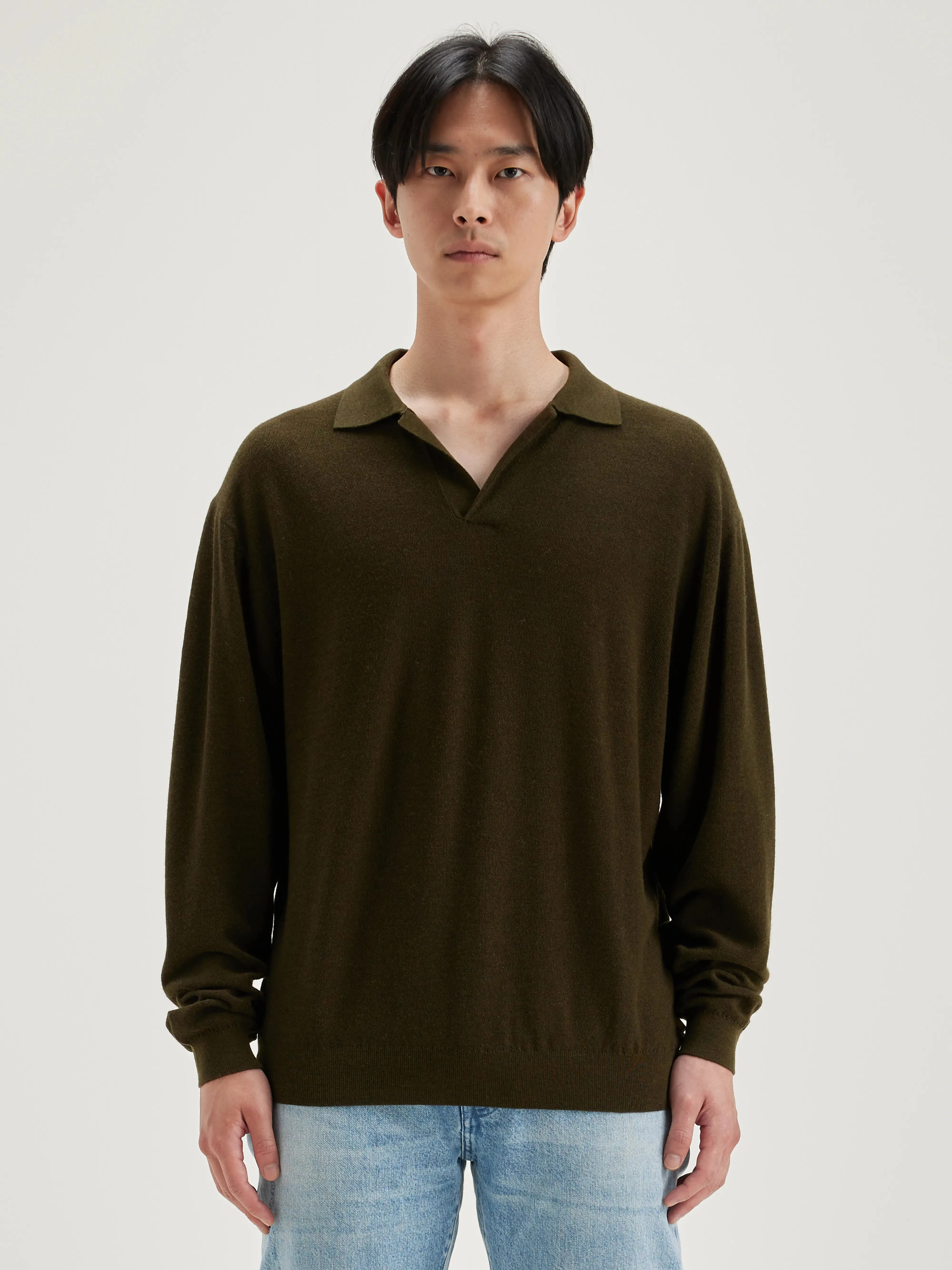 Alot polo-style sweater (242 / M / OLIVE)