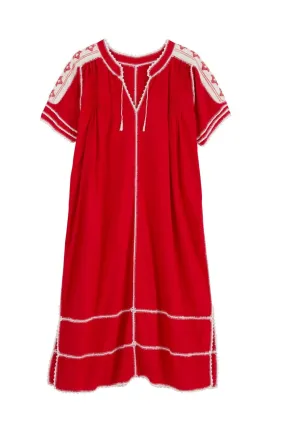 Amorcita Mexican Dress - Red, Ivory