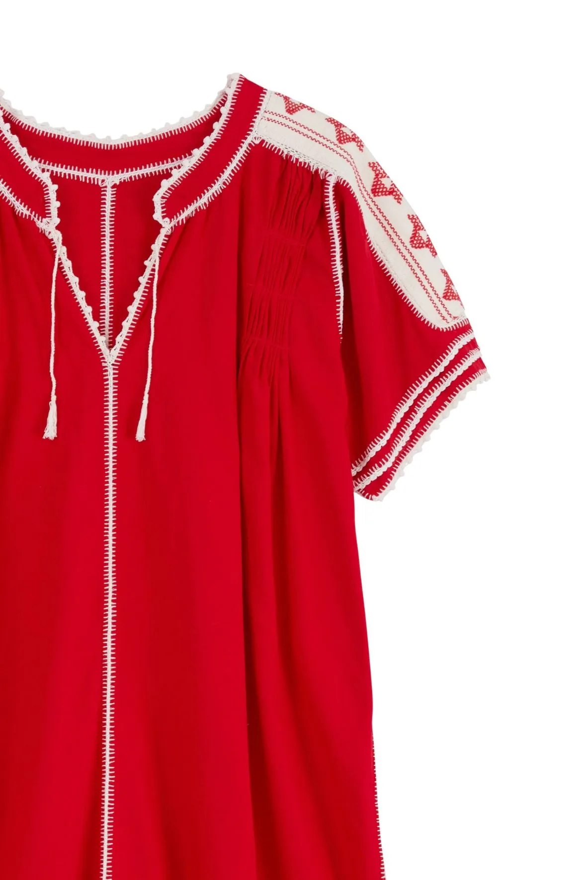 Amorcita Mexican Dress - Red, Ivory