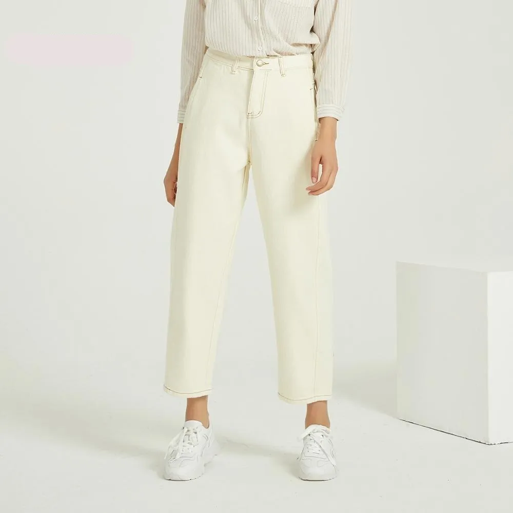 Apricot Color Ankle Length Jeans