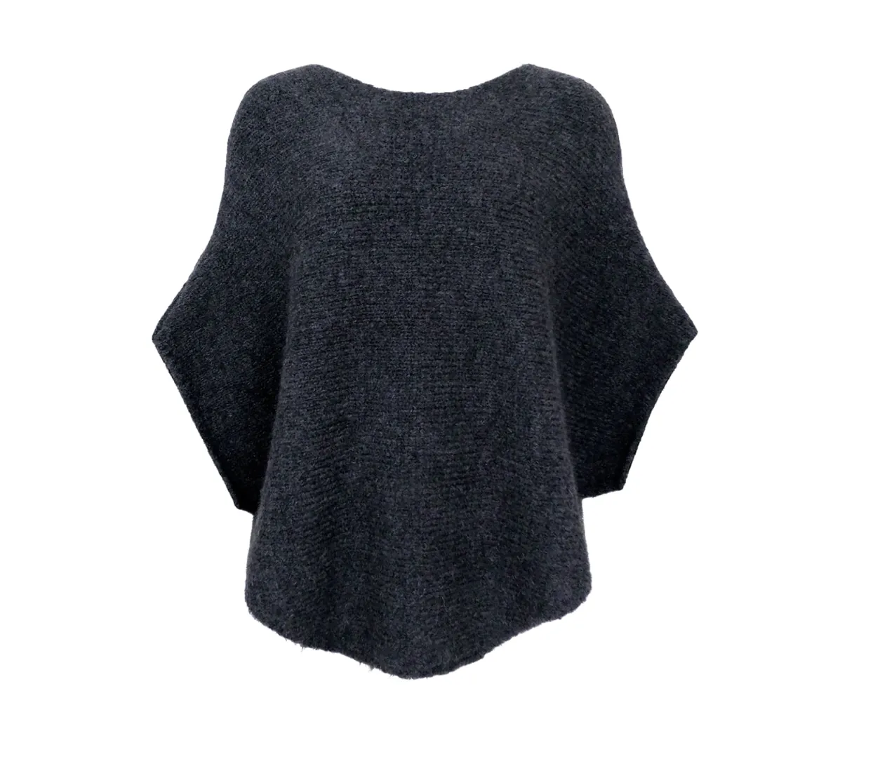 Black colour Bcpella Boucle Poncho Dark Grey