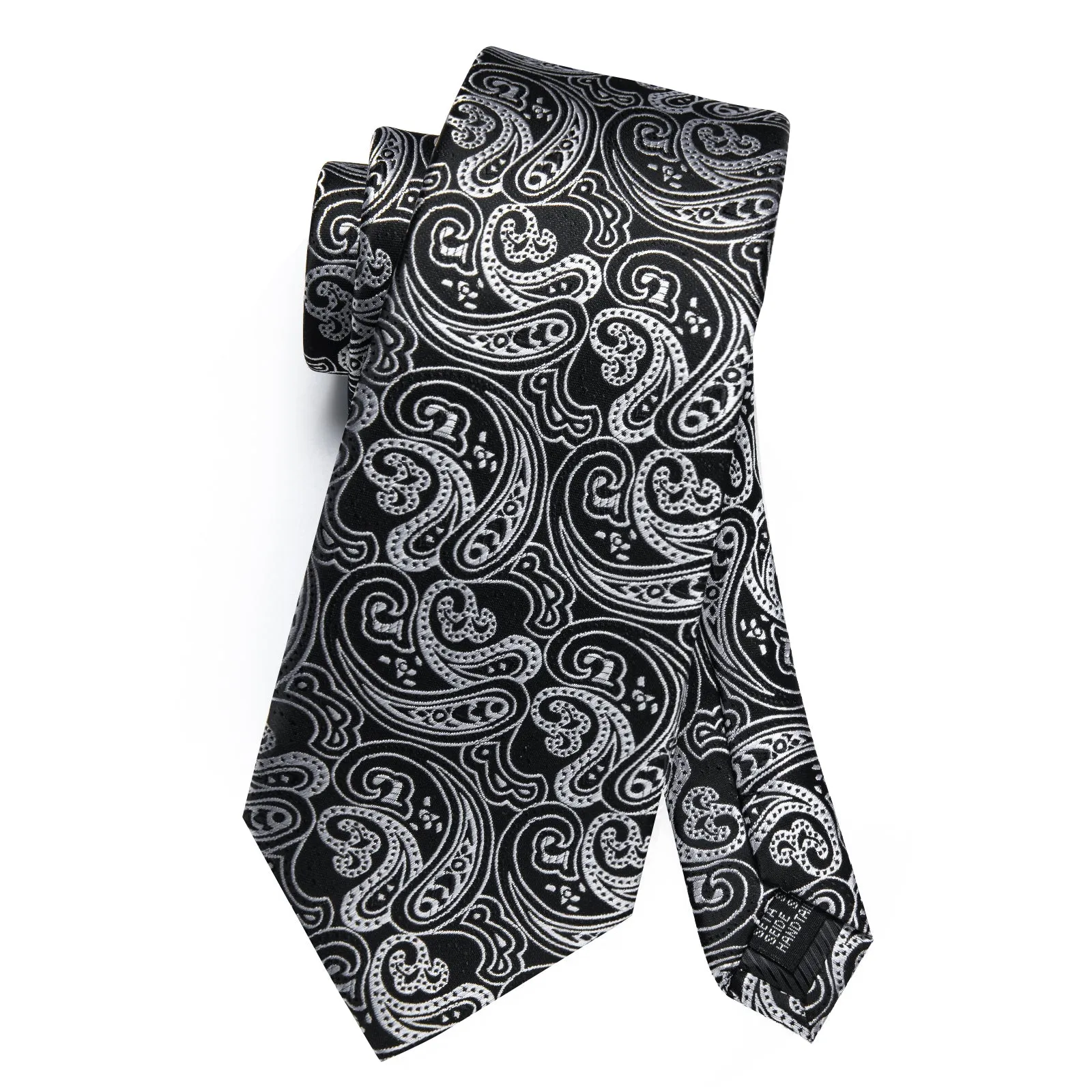 Black paisley Tie Hanky Cufflinks Set