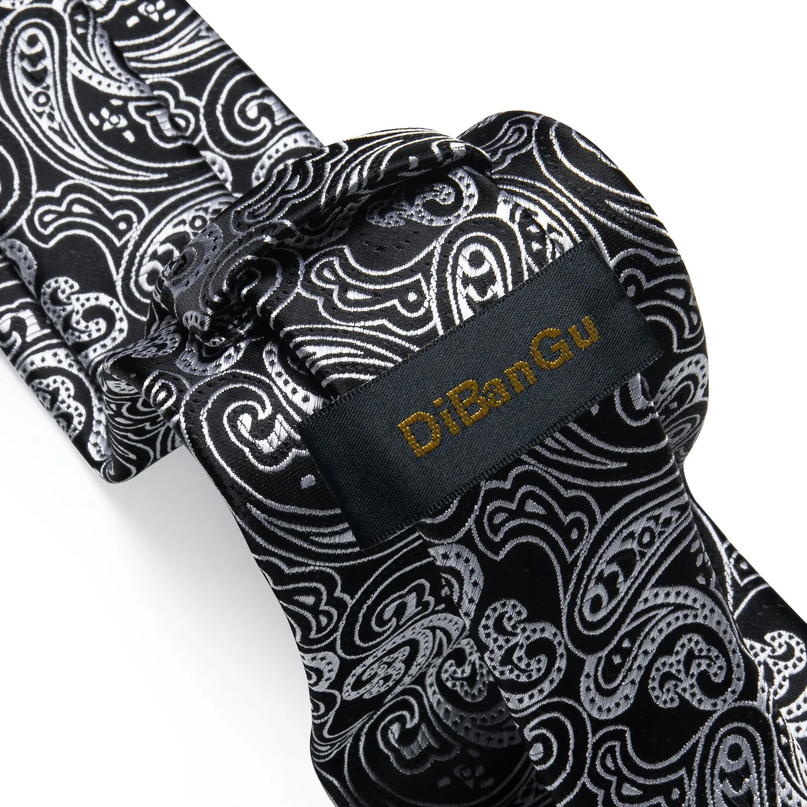 Black paisley Tie Hanky Cufflinks Set