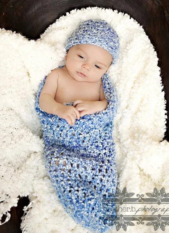 Blue Skies Baby Hat And Cocoon Set