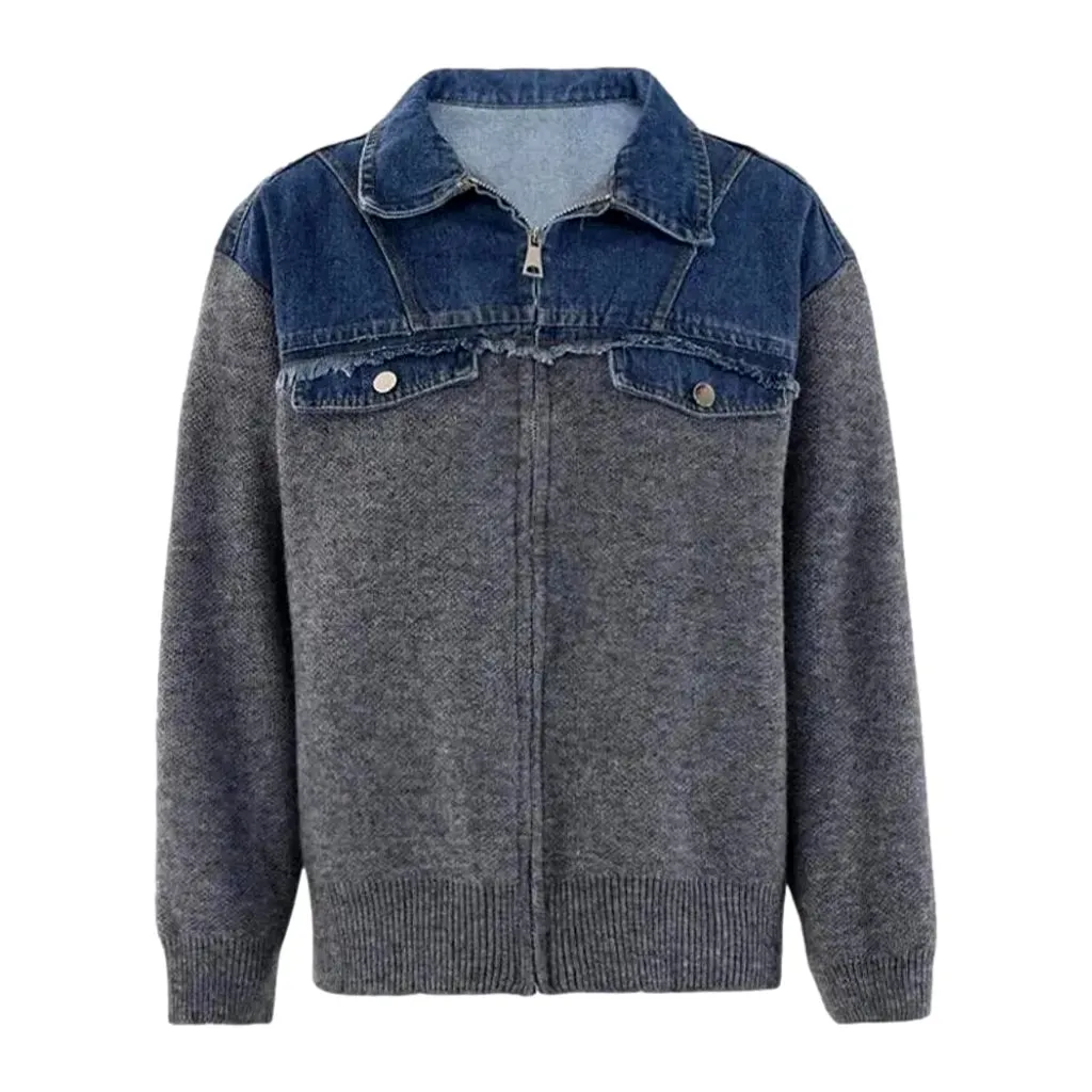 Boho style denim cardigan for women