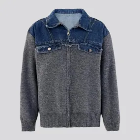 Boho style denim cardigan for women