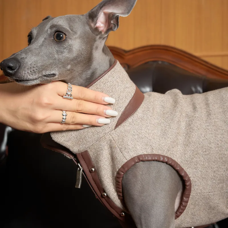 Bordeaux Wool Tweed Stud Vest