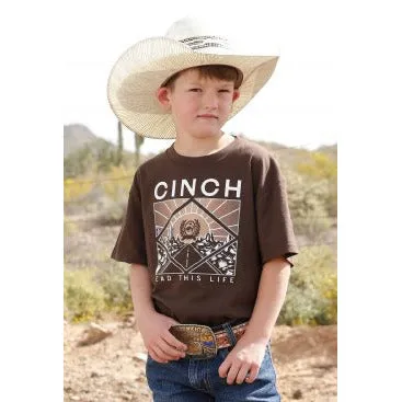 BOY'S CINCH LEAD THIS LIFE TEE - BROWN