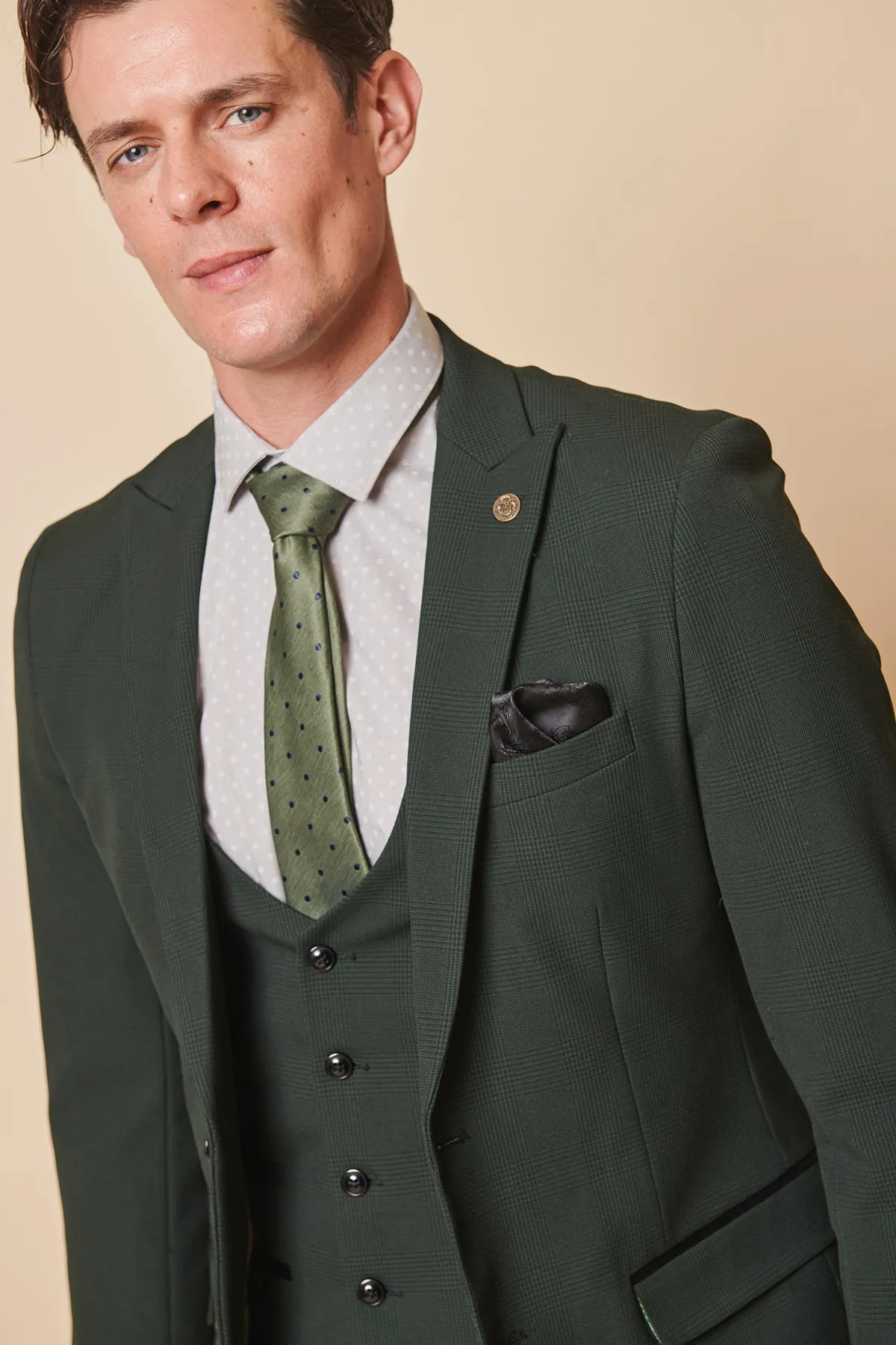 BROMLEY - Olive Green Check Blazer