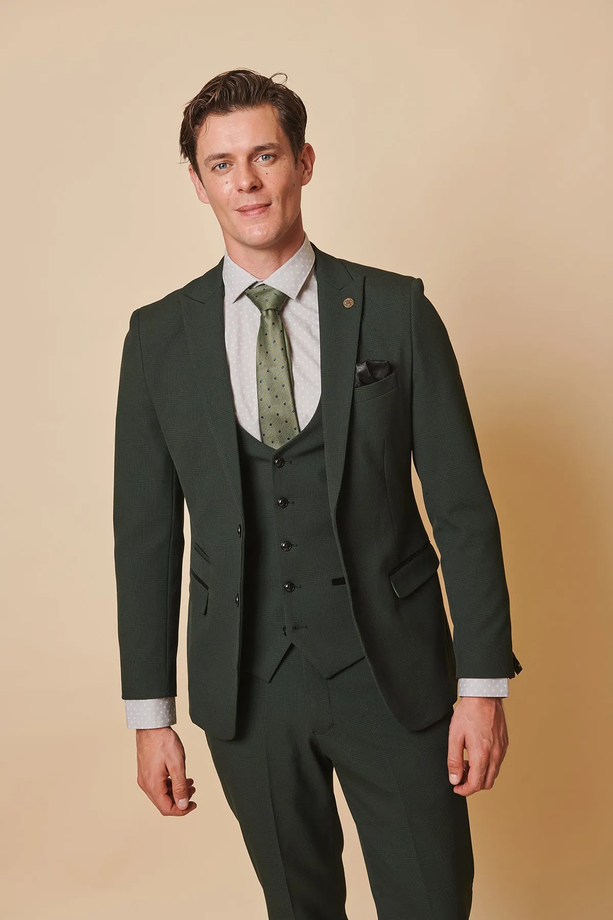 BROMLEY - Olive Green Check Blazer