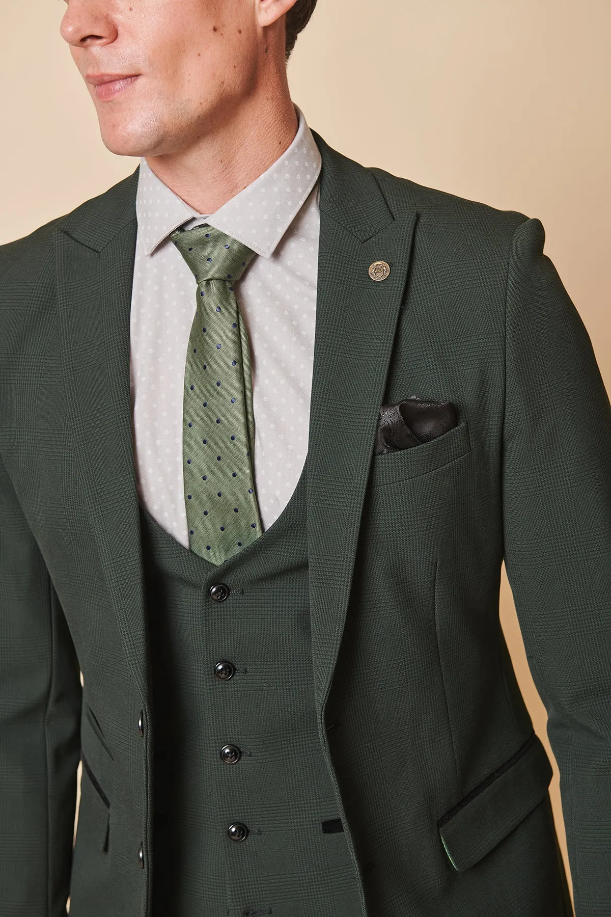 BROMLEY - Olive Green Check Blazer