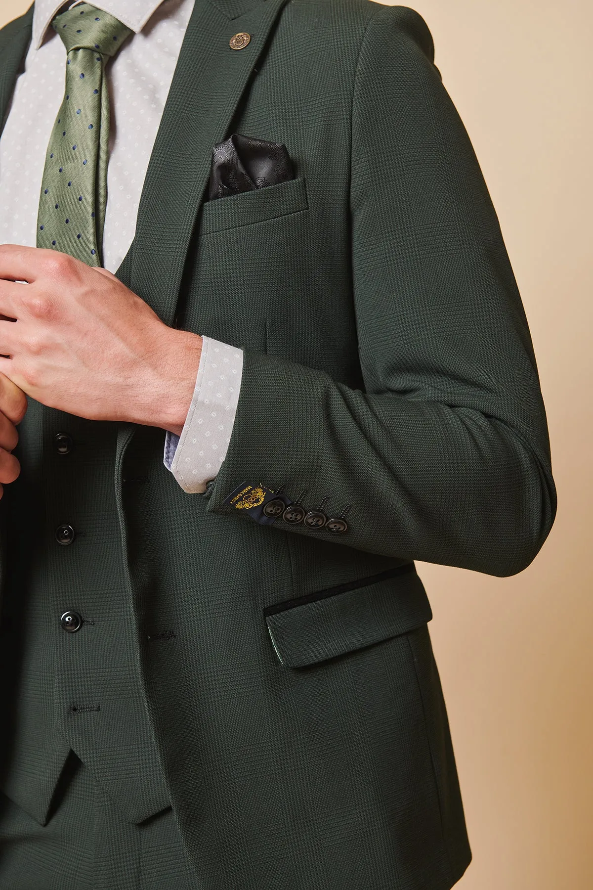 BROMLEY - Olive Green Check Blazer