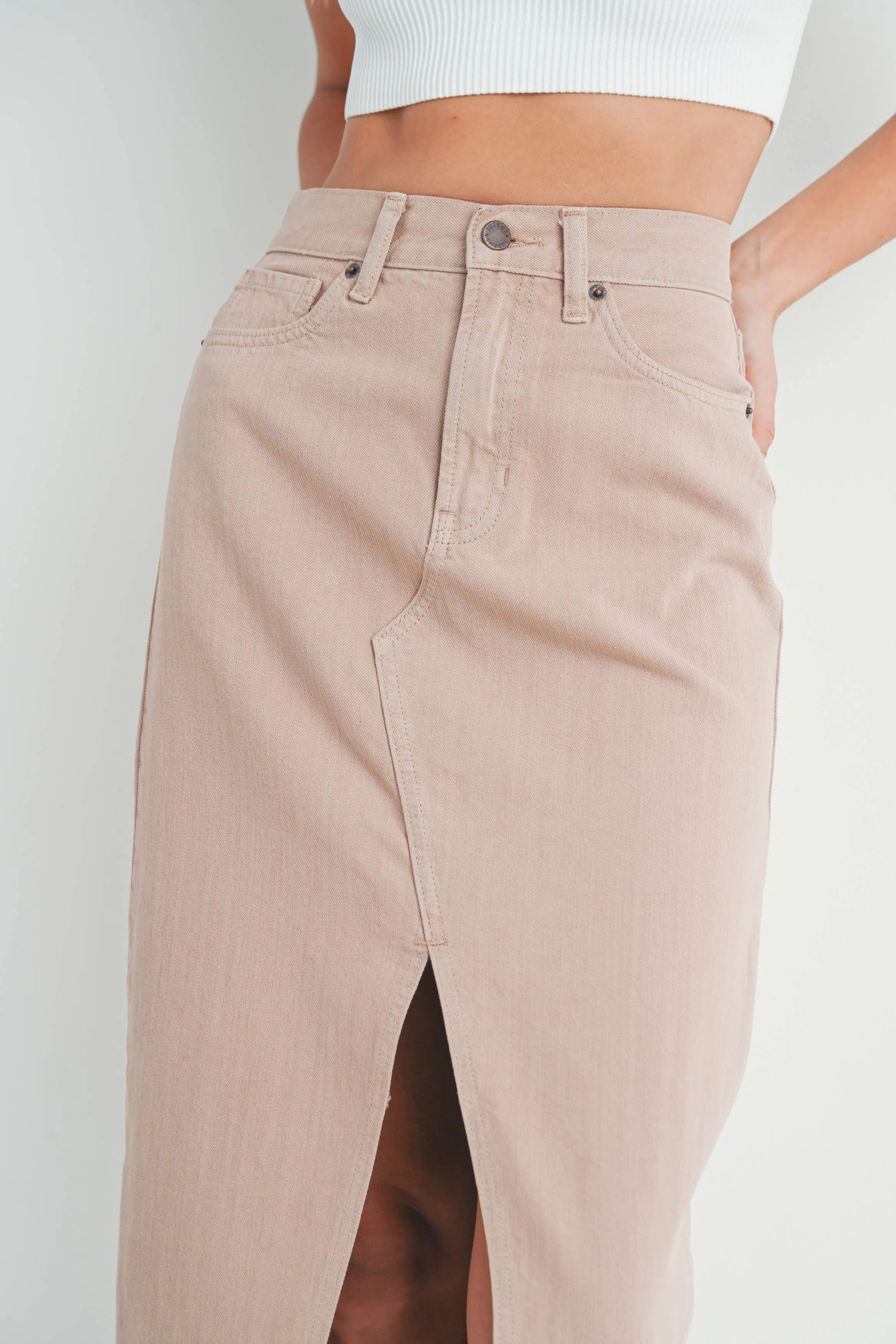 Brunch Date Denim Skirt in Sand