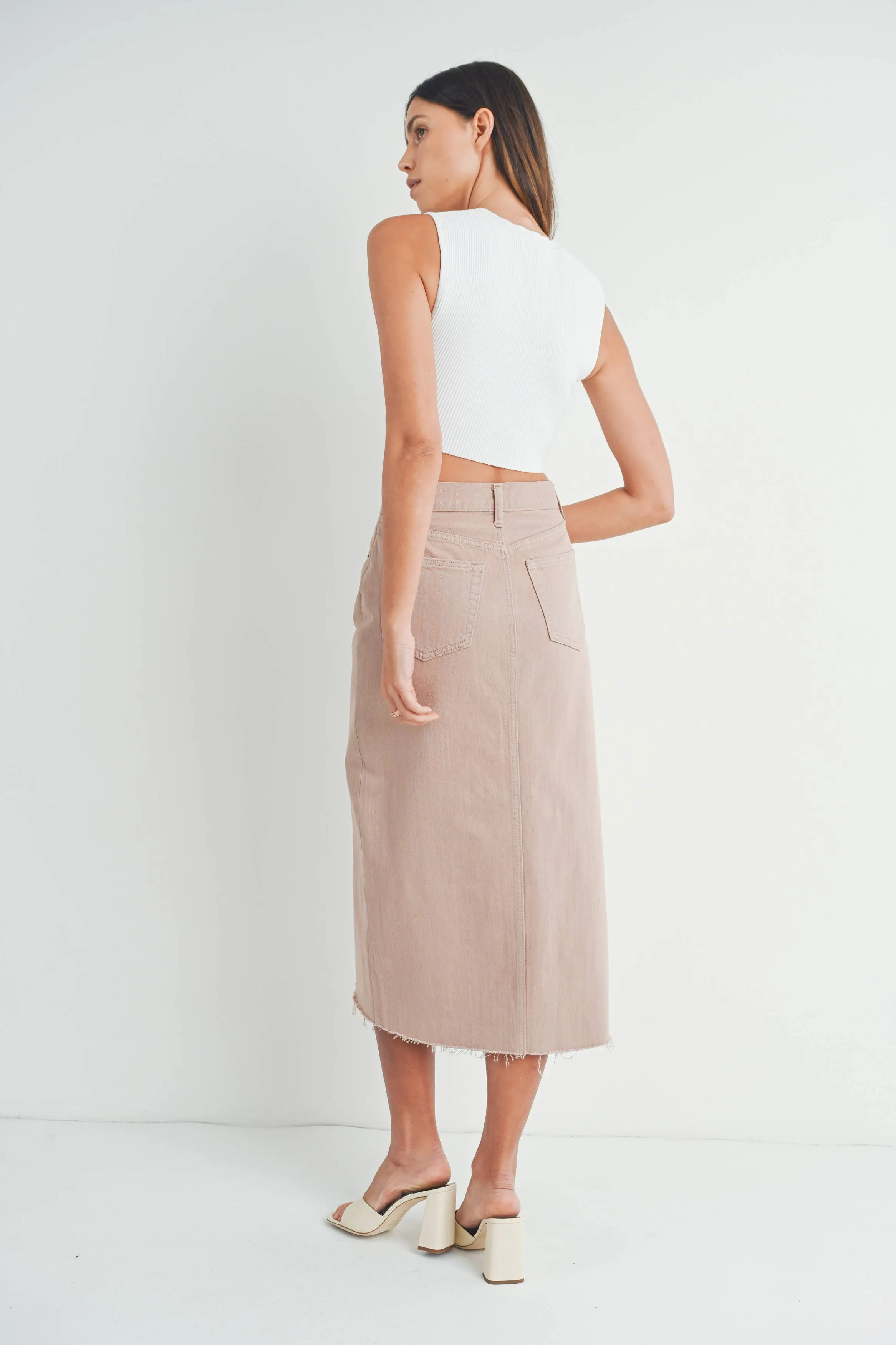 Brunch Date Denim Skirt in Sand