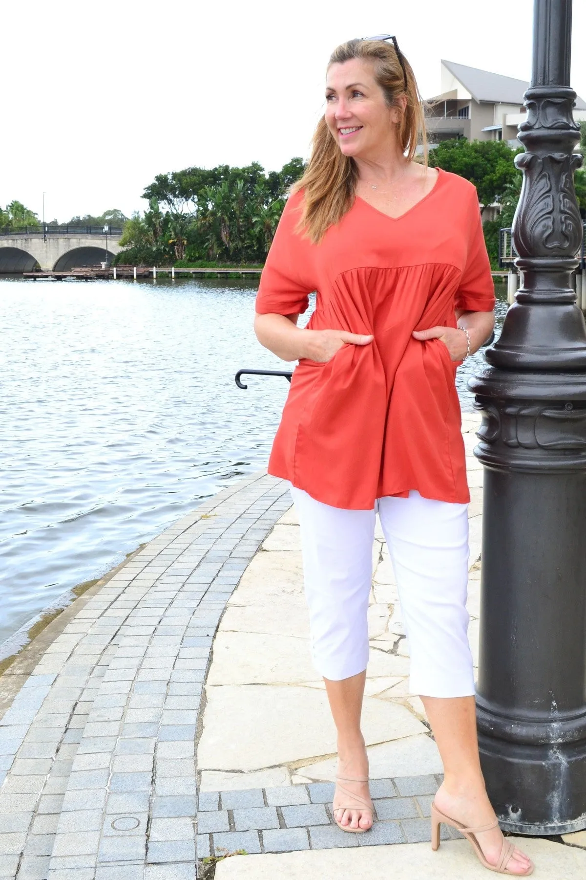 Burnt Orange Beach Day Tunic Top