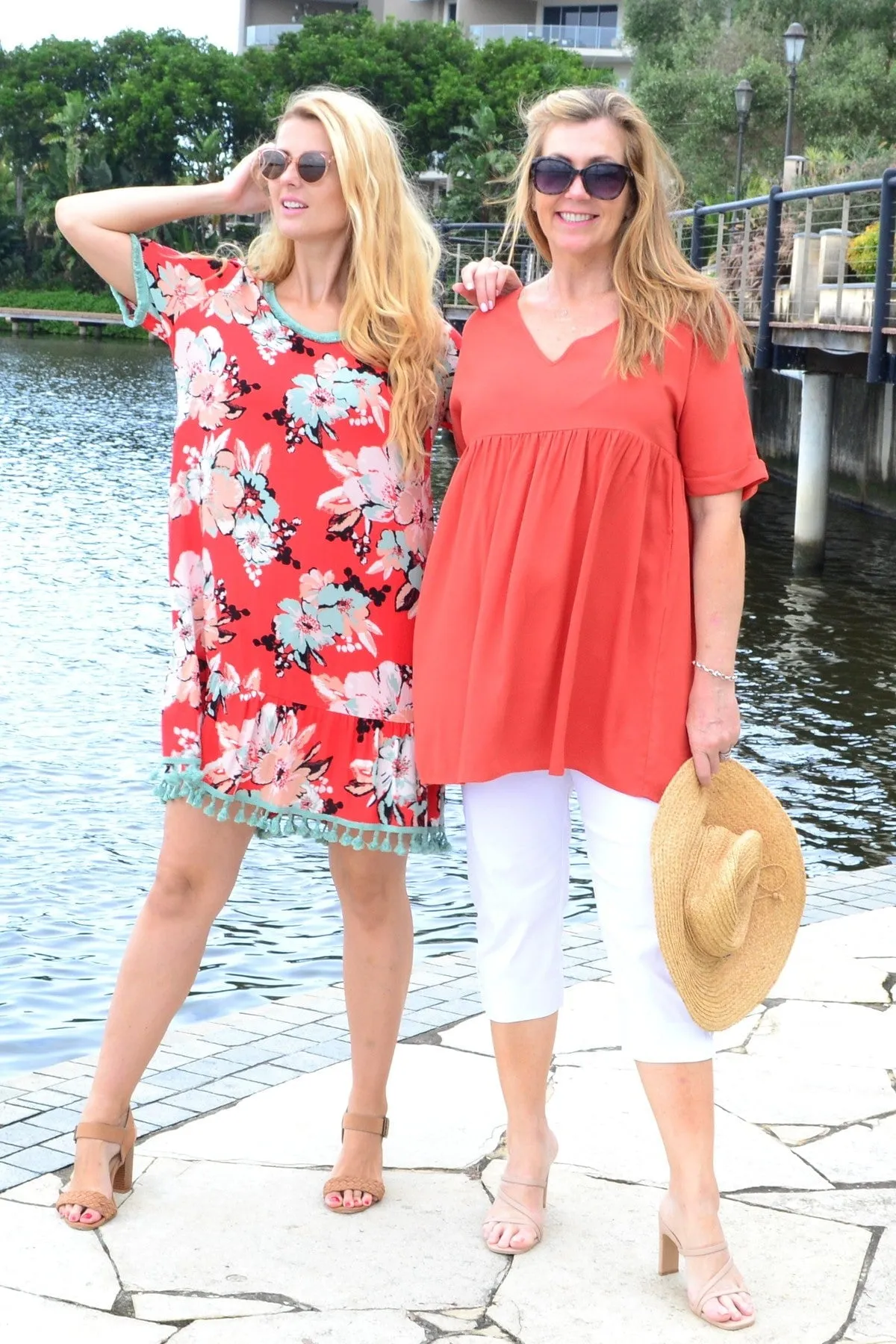 Burnt Orange Beach Day Tunic Top