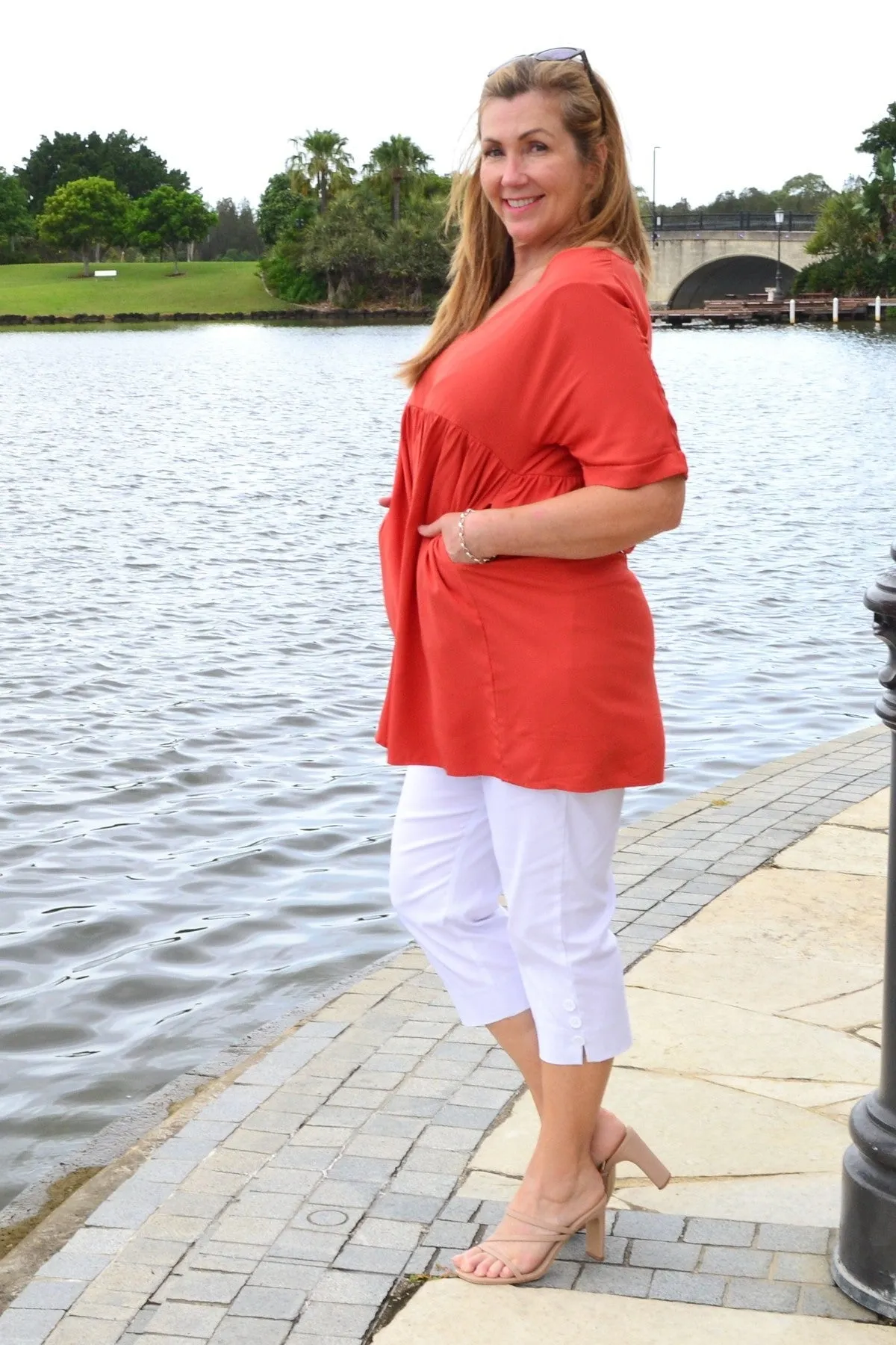 Burnt Orange Beach Day Tunic Top