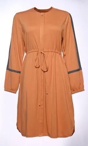 Button Down Tunic with Contrasting Colour Trim (Honey Sand)