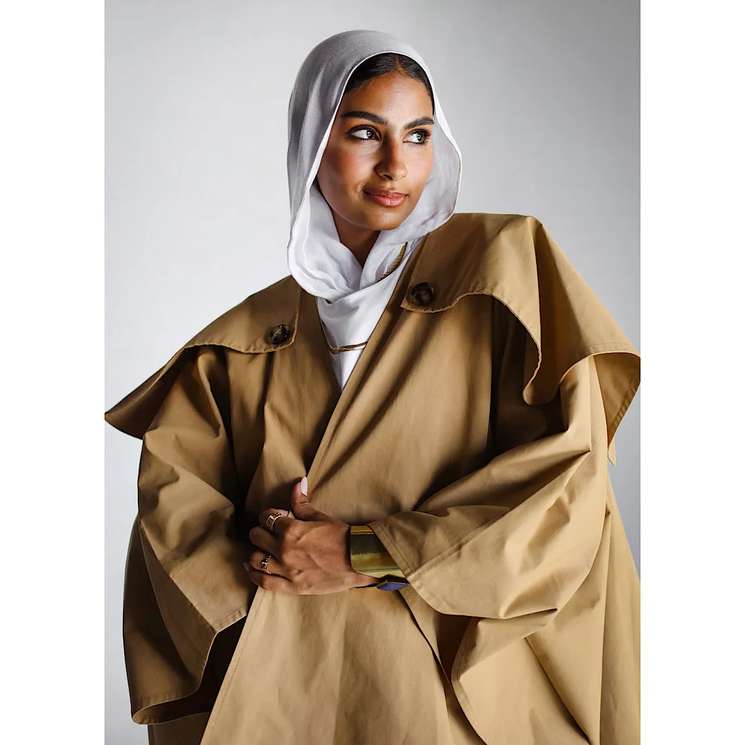 Camel gabardine poncho