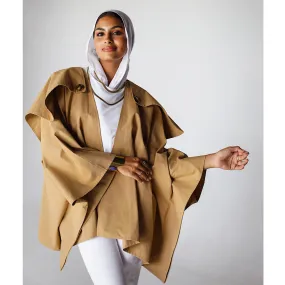 Camel gabardine poncho