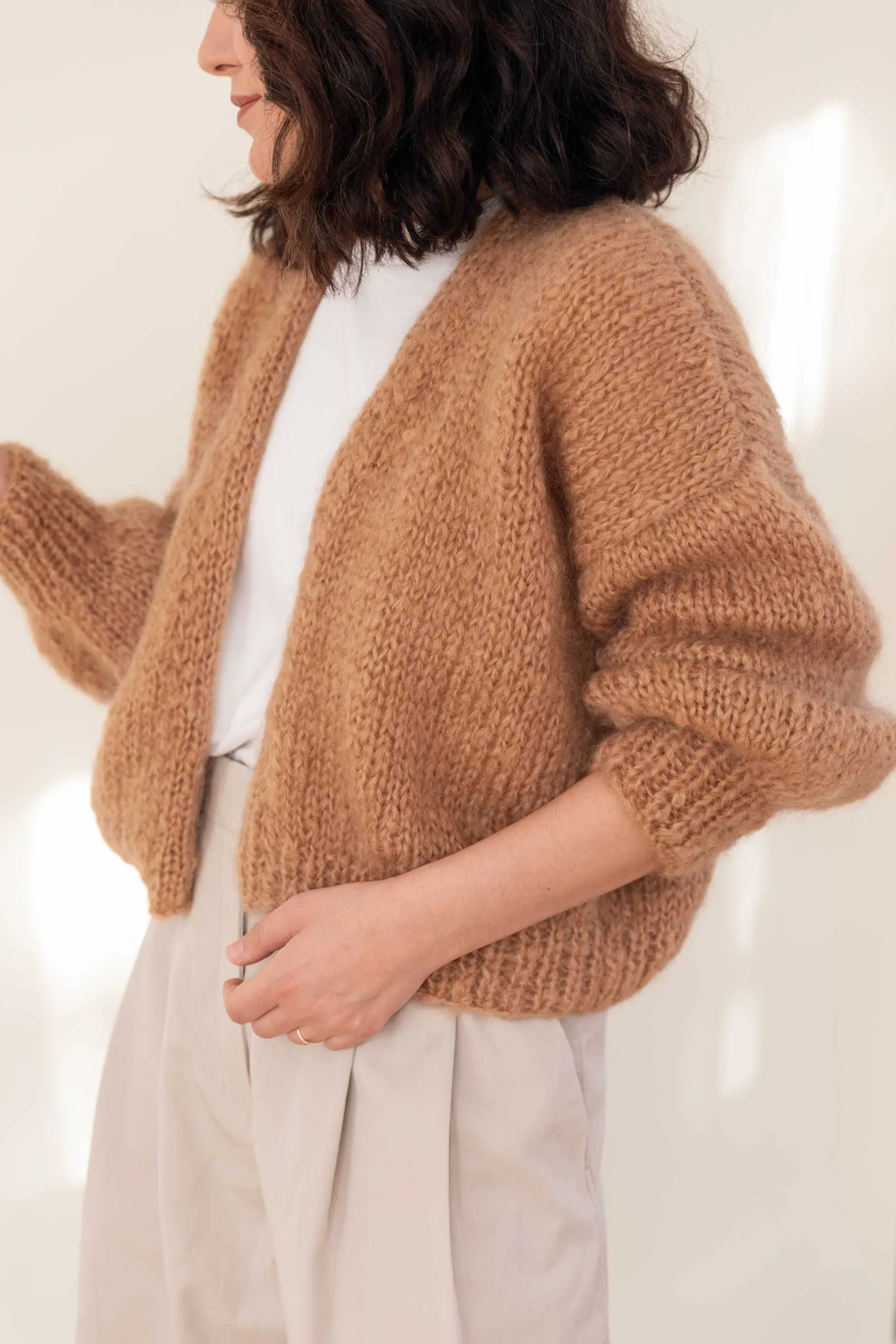 Camel Mohair and Organic Wool Cardigan