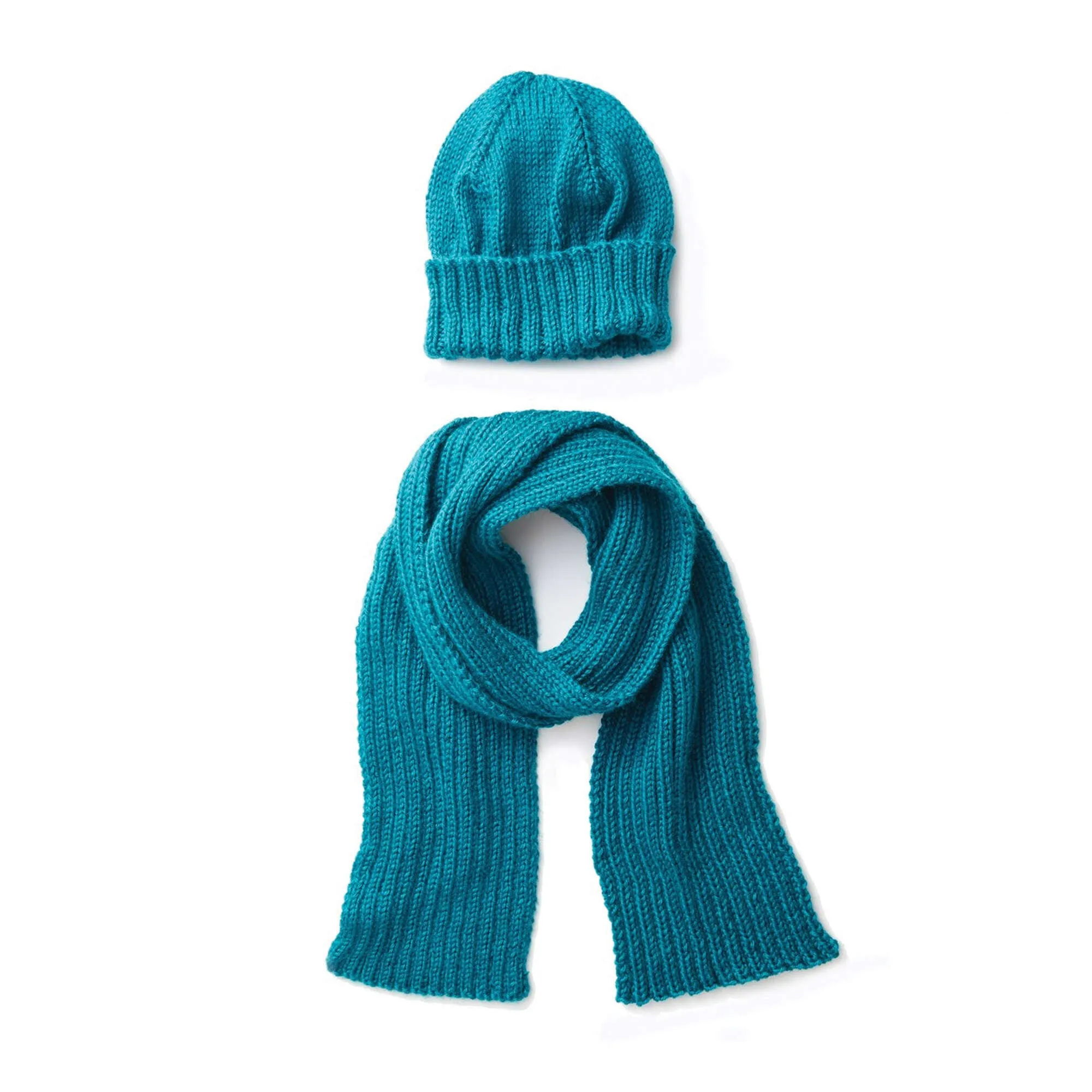 Caron Men's Basic Hat and Scarf Knit Set