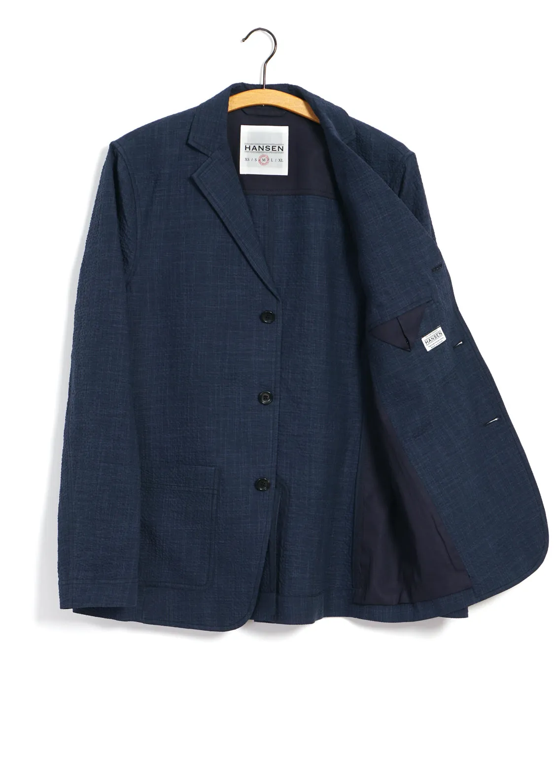 CHARLIE | Easy Three Button Blazer | Crinkle Blue