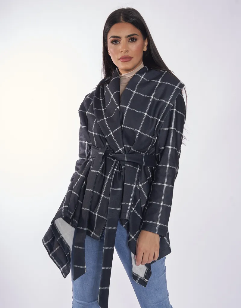 Check Wrap Coat