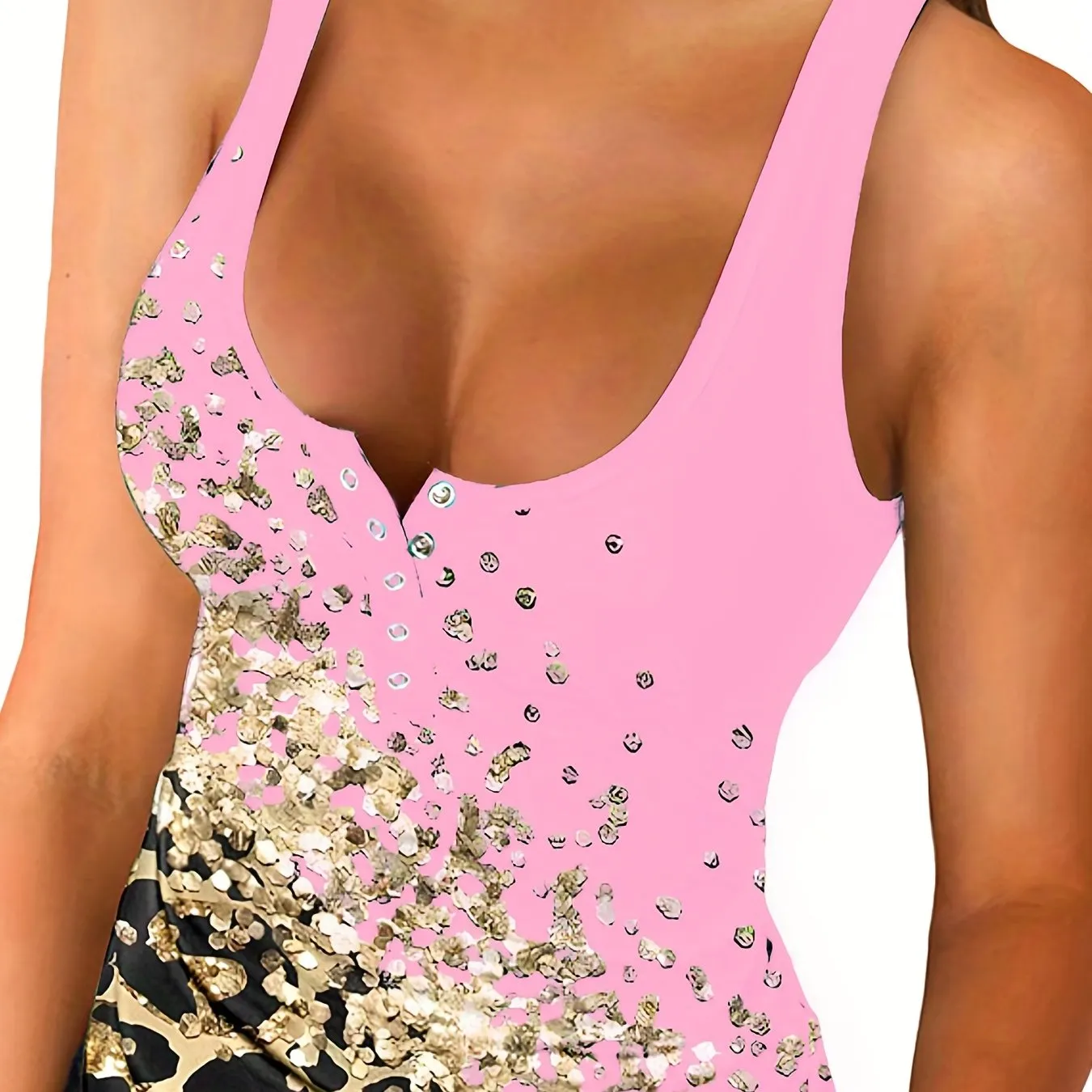 Chic Leopard Print Tank Sleeveless Summer Top for Women