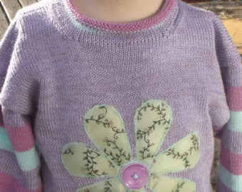 Childs Handmade Flower Power design Jumper  for Age 6