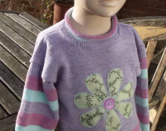 Childs Handmade Flower Power design Jumper  for Age 6