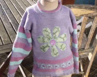 Childs Handmade Flower Power design Jumper  for Age 6